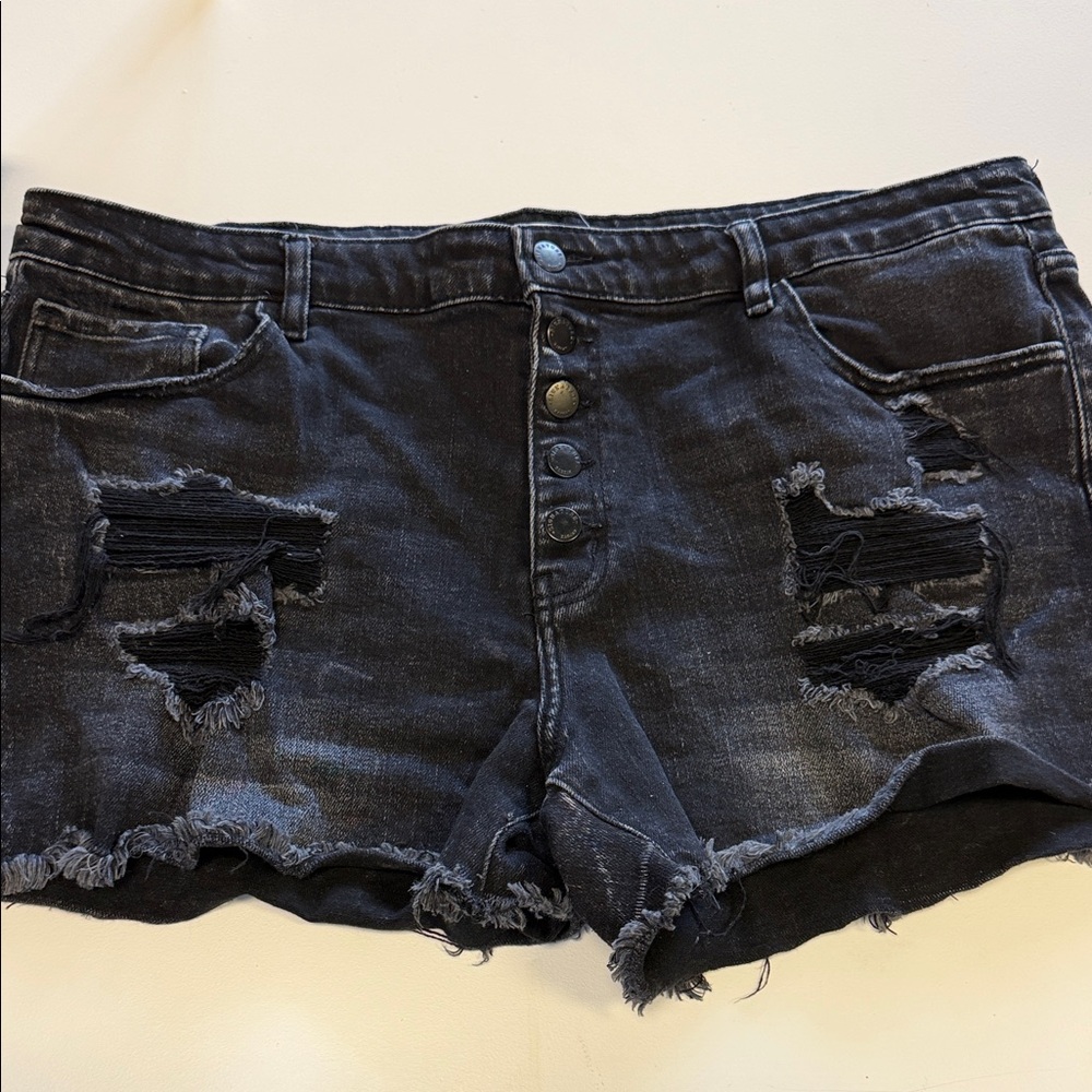 KanCan Black Distressed Jean Shorts